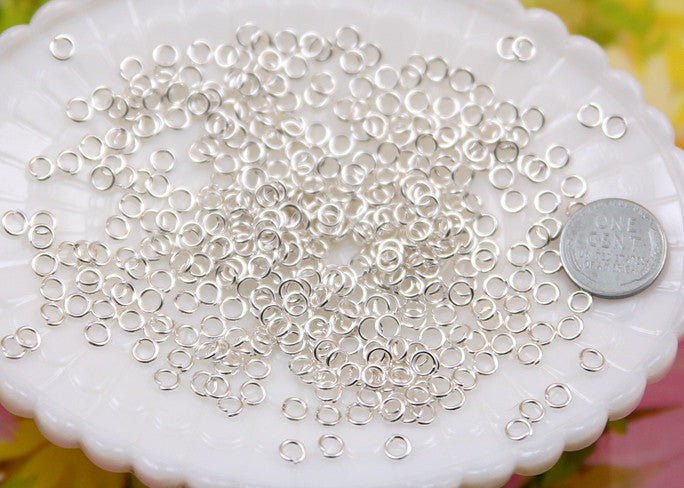 5mm Small Silver Plated Jump Rings, Brass, standard gauge - 200 pc set