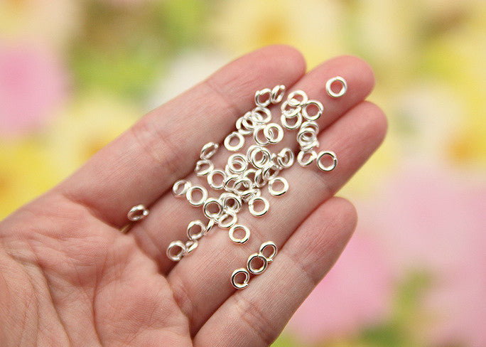 5mm Small Silver Plated Jump Rings, Brass, standard gauge - 200 pc set