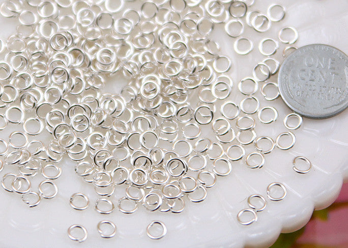 5mm Small Silver Plated Jump Rings, Brass, standard gauge - 200 pc set