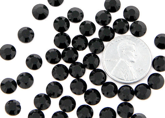 6.5mm Jet Black Crystal Rhinestones - Jet (SS30) - 50 pc set