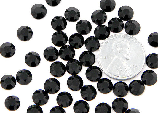 6.5mm Jet Black Crystal Rhinestones - Jet (SS30) - 50 pc set