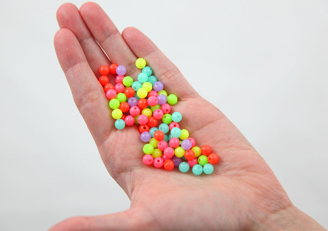 6mm Neon Gumball Bubblegum Acrylic or Resin Beads - 500 pc set