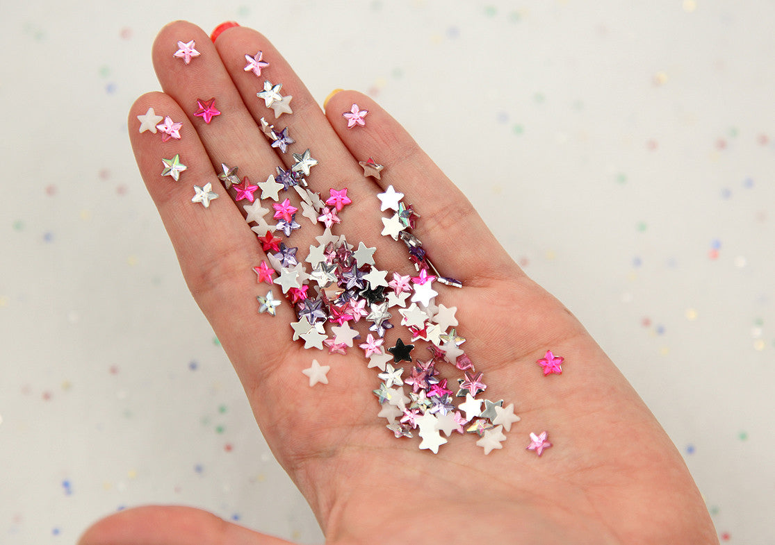 6mm Mini Sparkling Star Acrylic Rhinestones or Resin Cabochons - 1000 pc set