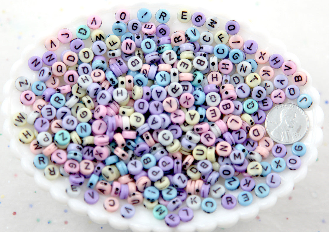 Pastel Letter Beads - 6mm Little Pastel Round Alphabet Acrylic or Resin Beads - 400 pc set