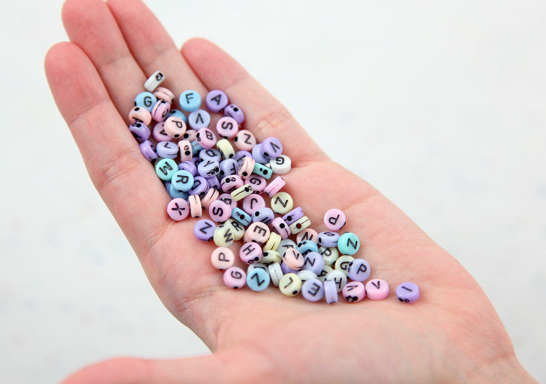 Pastel Letter Beads - 6mm Little Pastel Round Alphabet Acrylic or Resin Beads - 400 pc set