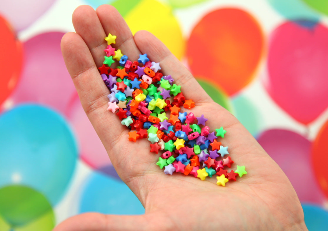 Tiny Star Beads - 6mm Super Tiny Plastic Acrylic or Resin Star Beads - Great as Spacer Beads - 500 pc set
