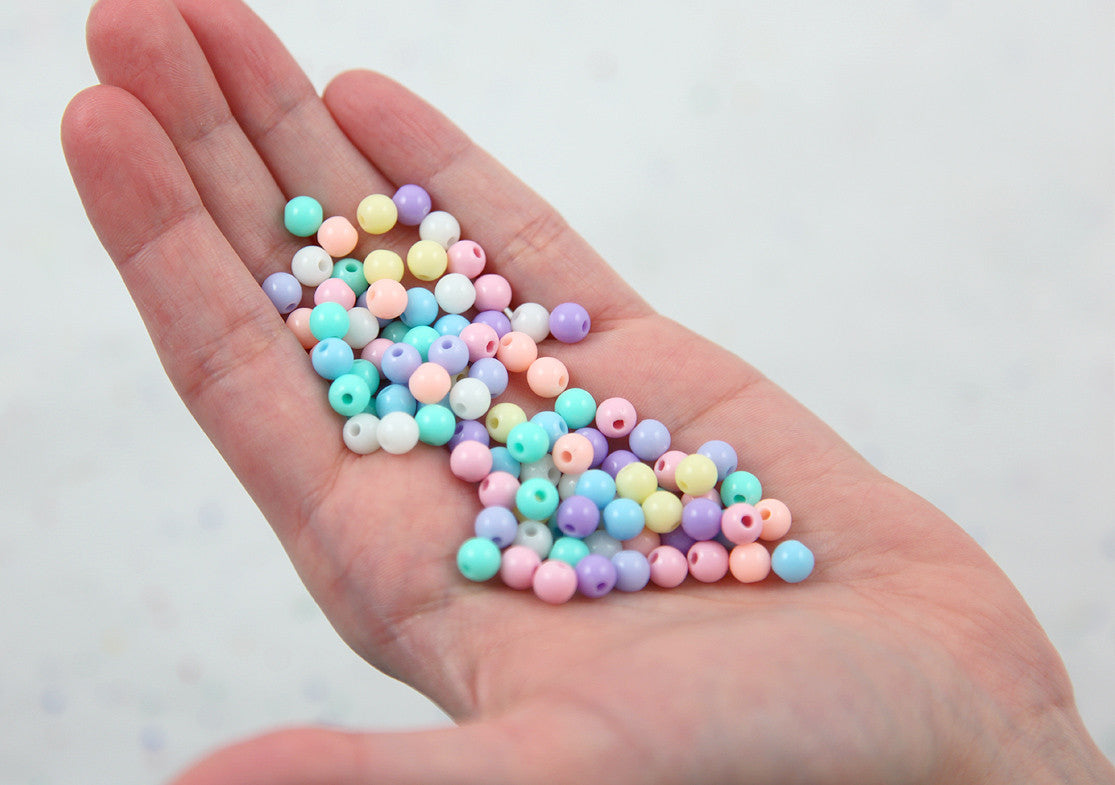 Pastel Beads - 6mm Small Pastel Gumball Bubblegum Plastic Acrylic or Resin Beads - 500 pc set