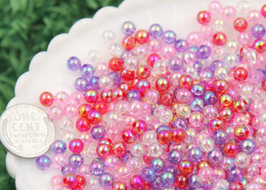 6mm Super Tiny Iridescent Pastel AB Mix Acrylic or Resin Beads - 400 pc set