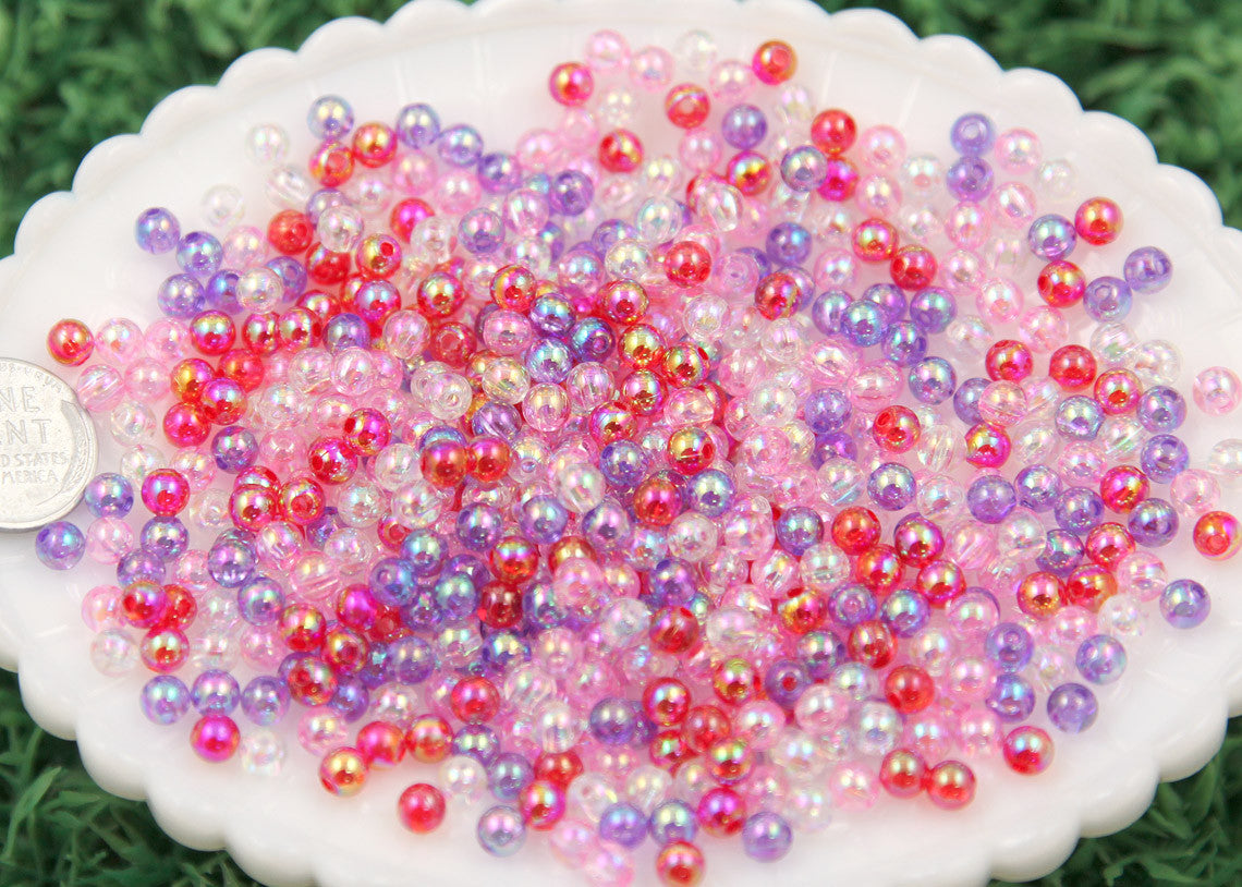 6mm Super Tiny Iridescent Pastel AB Mix Acrylic or Resin Beads - 400 pc set