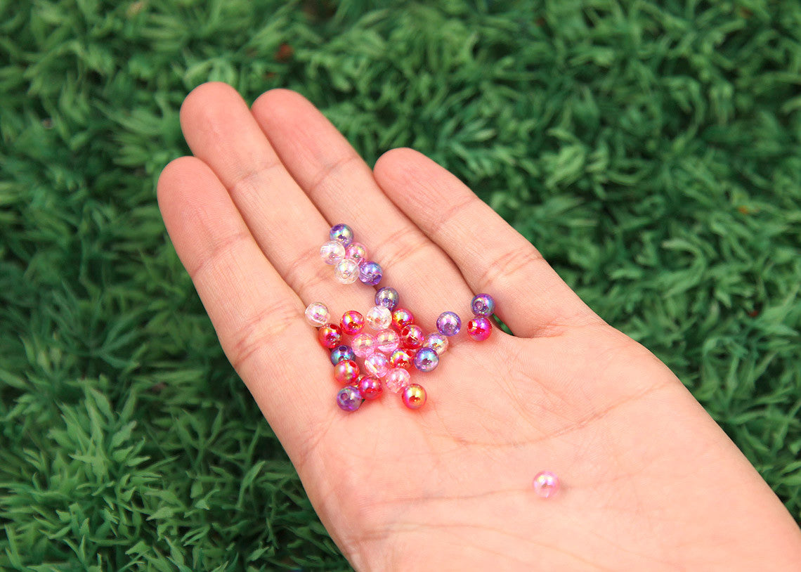 6mm Super Tiny Iridescent Pastel AB Mix Acrylic or Resin Beads - 400 pc set