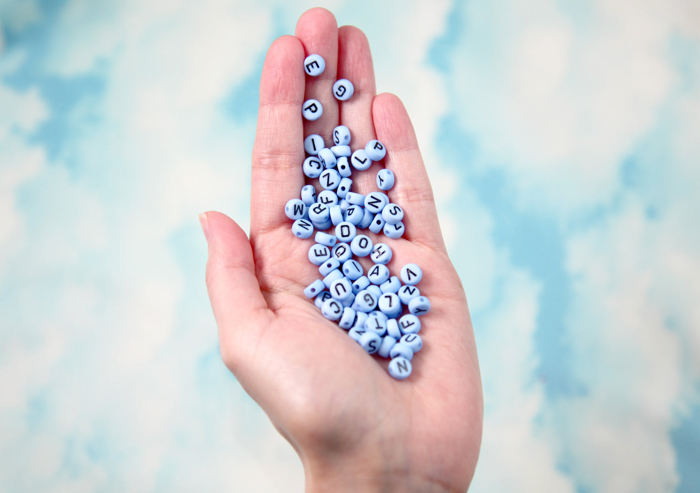 Letter Beads - 7mm Little Blue Round Alphabet Acrylic or Resin Beads - 400 pc set