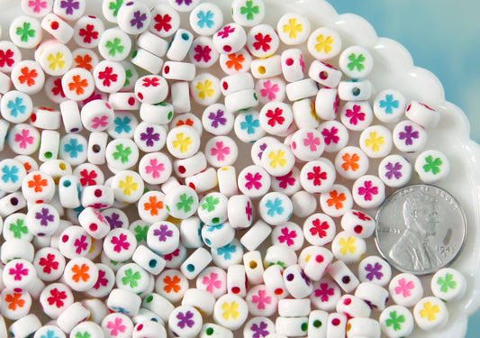 Clover for Letter Beads - 7mm Little Shamrock or Flower Beads Round Clover Beads for use with Alphabet Beads - 300 pc set