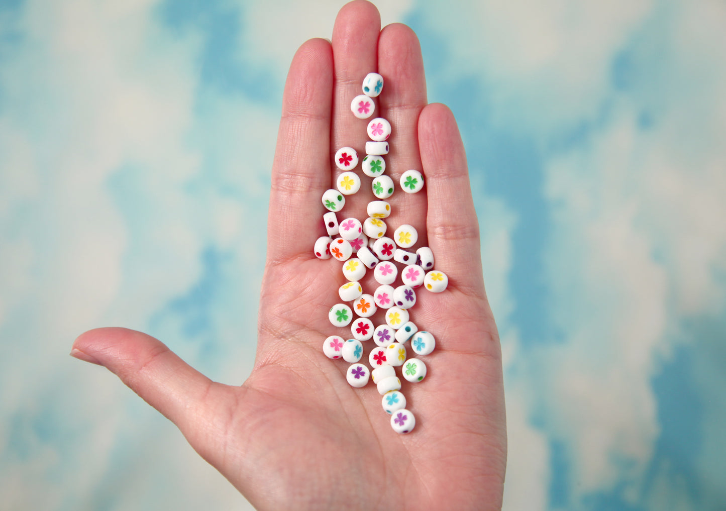 Clover for Letter Beads - 7mm Little Shamrock or Flower Beads Round Clover Beads for use with Alphabet Beads - 300 pc set