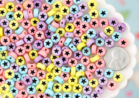Stars for Letter Beads - 7mm Pastel Little Star Round Beads for use with Alphabet Beads - 300 pc set