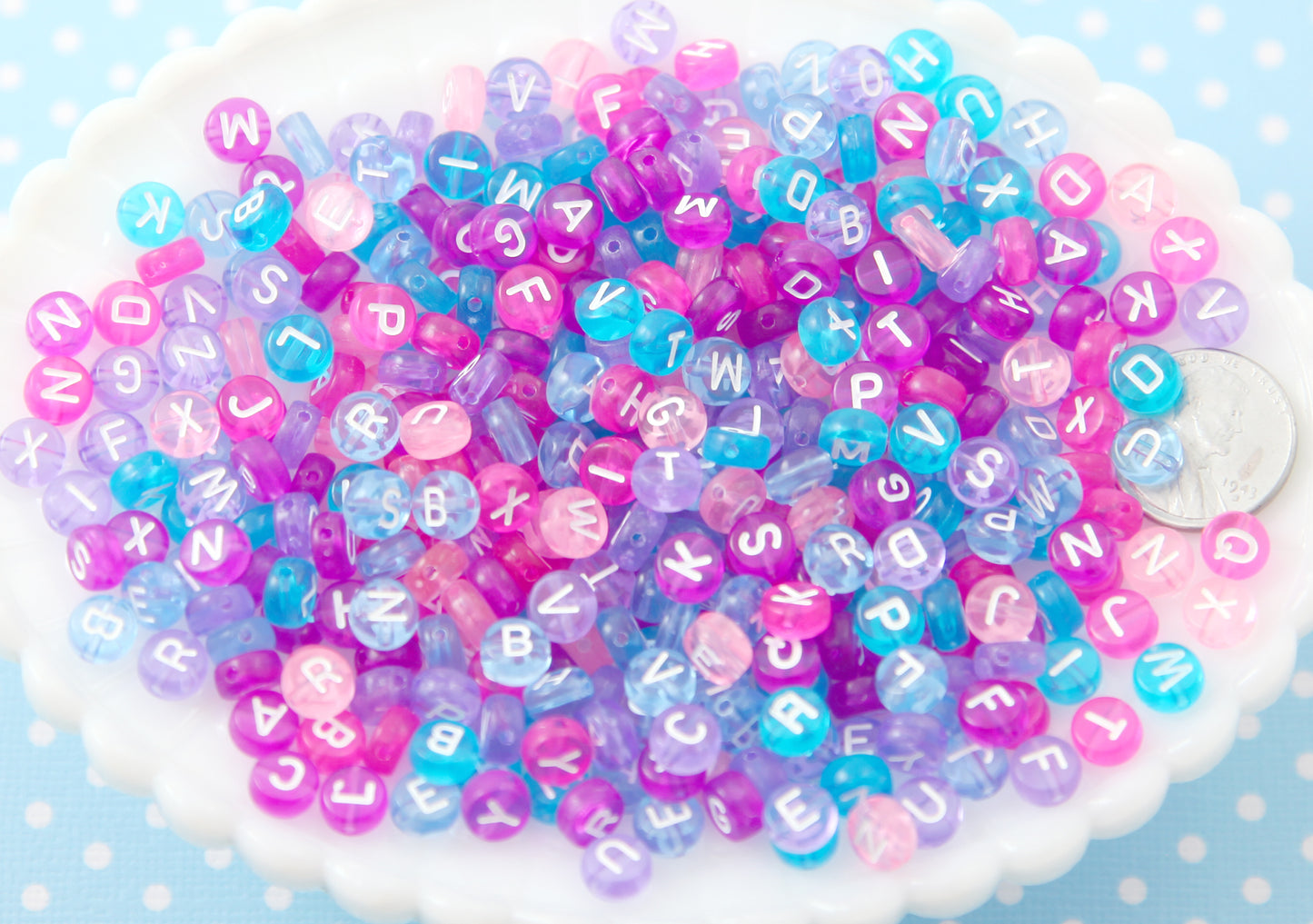 Pastel Letter Beads - 6mm Little Translucent Pastel Round Alphabet Acrylic or Resin Beads - 400 pc set