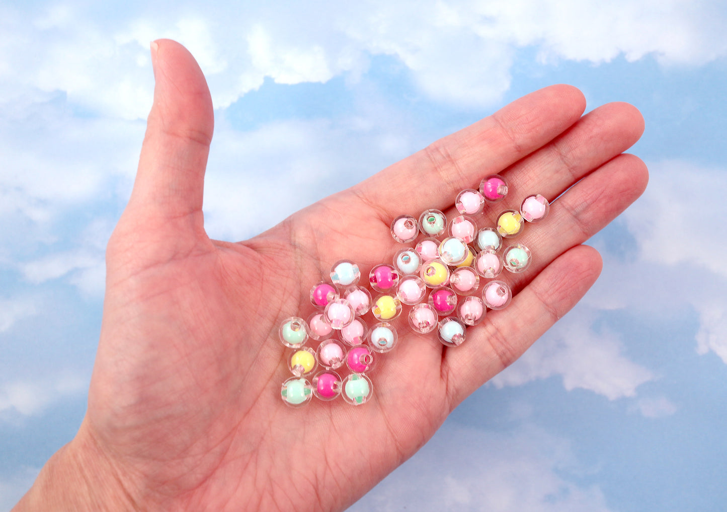 Pastel Beads - 8mm Tiny Pastel Double Inner Bead Resin or Acrylic Beads - 200 pc set