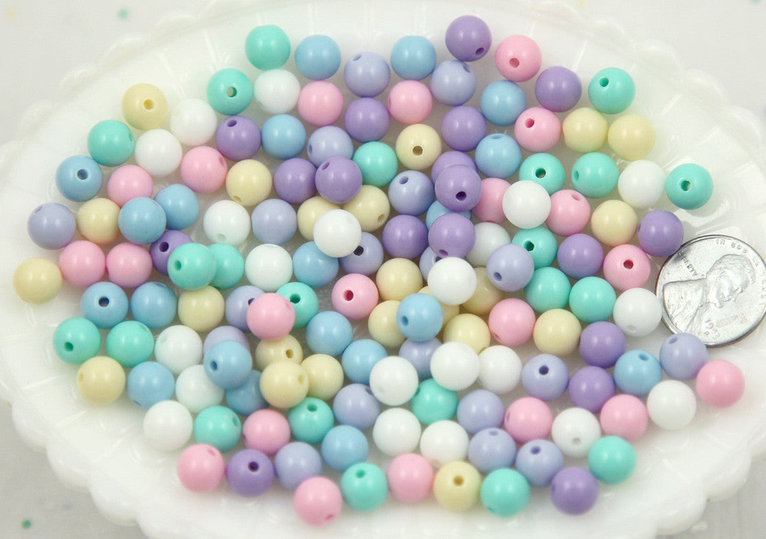 8mm Small Pastel Gumball Bubblegum Plastic Acrylic or Resin Beads – 200 pc set