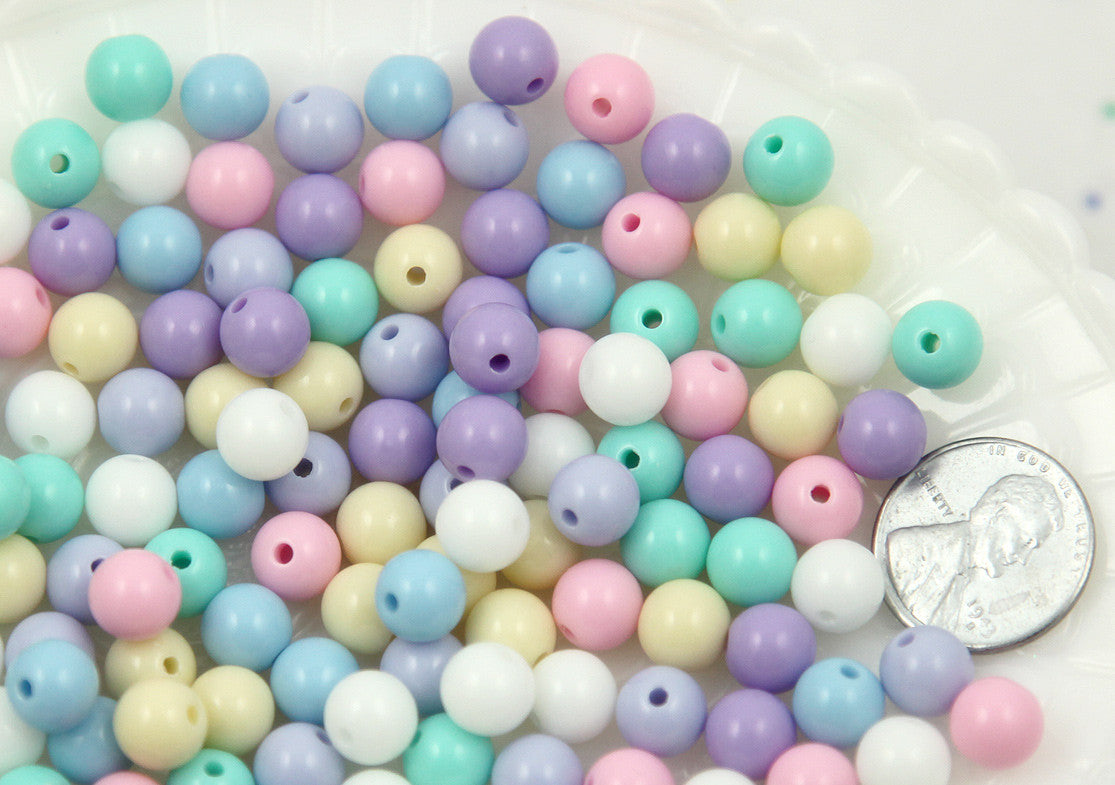 8mm Small Pastel Gumball Bubblegum Plastic Acrylic or Resin Beads – 200 pc set