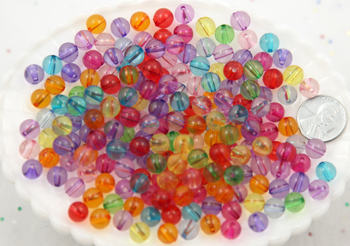 8mm Transparent Colorful Chunky Gumball Bubblegum Plastic Resin or Acrylic Beads - 150 pcs set