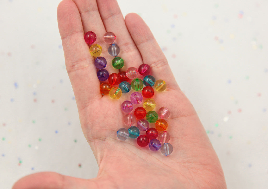 8mm Transparent Colorful Chunky Gumball Bubblegum Plastic Resin or Acrylic Beads - 150 pcs set