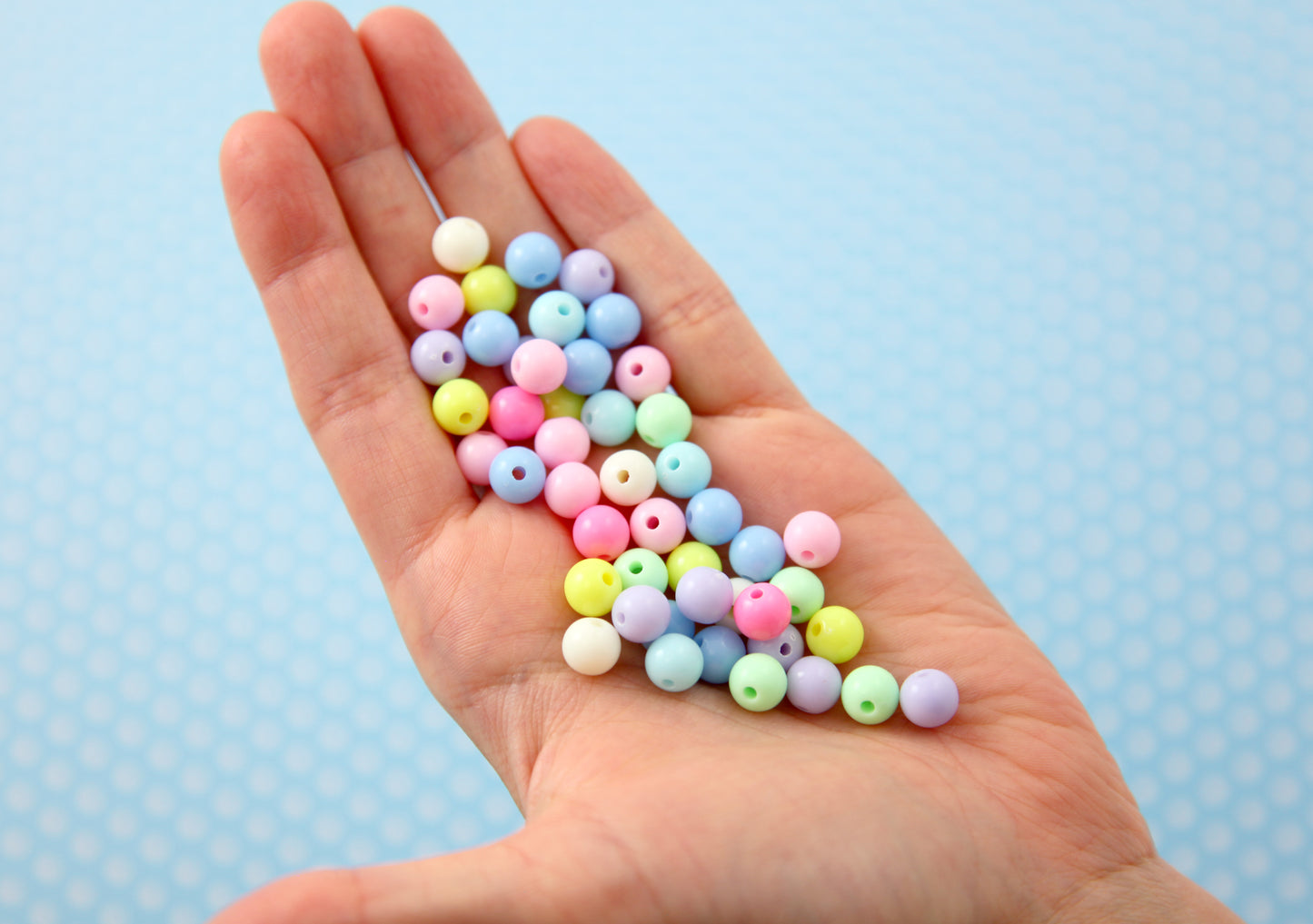 Pastel Beads - 8mm Beautiful Bright Pastel Small Round Shape Acrylic or Resin Beads - 200 pcs set