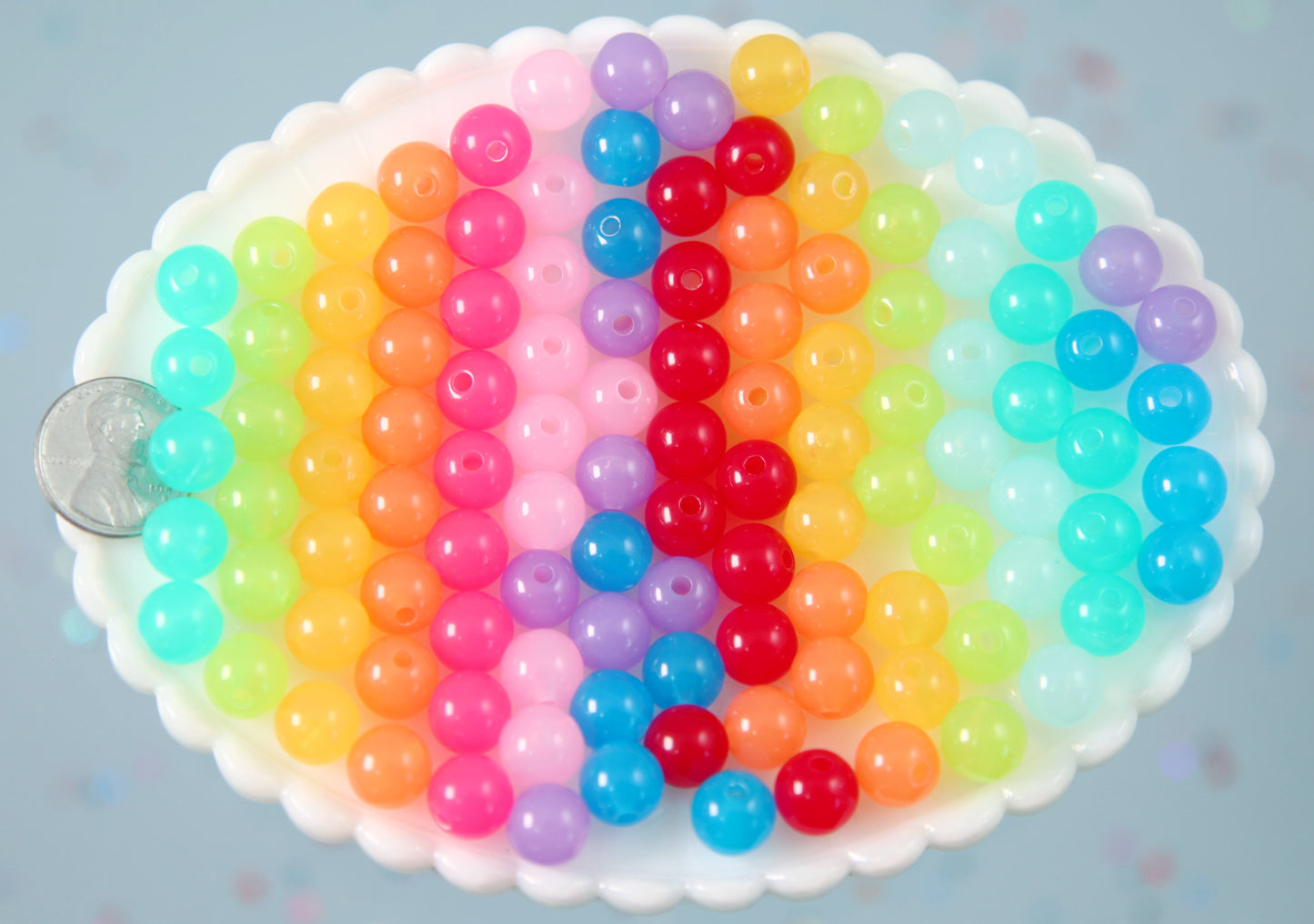 Acrylic Jelly Beads - 10mm Vibrant Jelly Color Acrylic Beads Translucent Resin or Acrylic Beads - 80 pc set