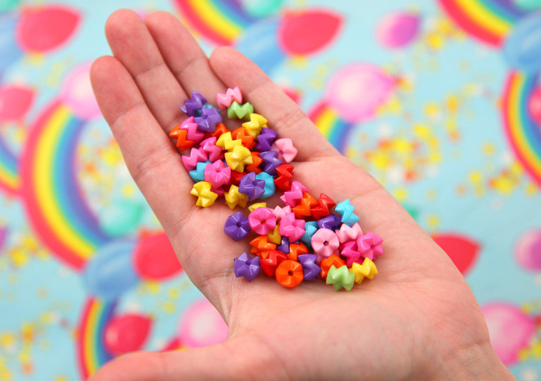 Zigzag Beads - 9mm Small Zigzag Stacking Beads Bright Rainbow Colors Acrylic or Resin Beads - 200 pc set