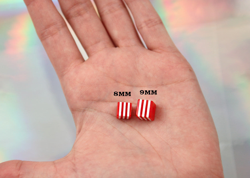 8mm Small Striped Cube Resin Beads - 100 pc set