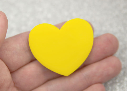 45mm Yellow Solid Color Heart Cabochons - 4 pc set