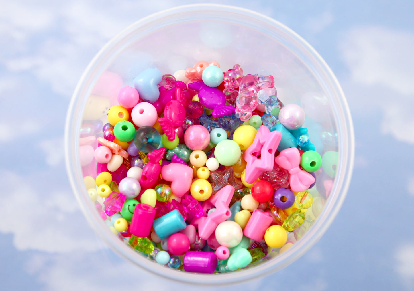 Acrylic Bead Grab Bag - Cute Mixed Lot of Plastic Beads - great for kandi, ispy, sensory crafts, jewelry making - Approx 200 pcs