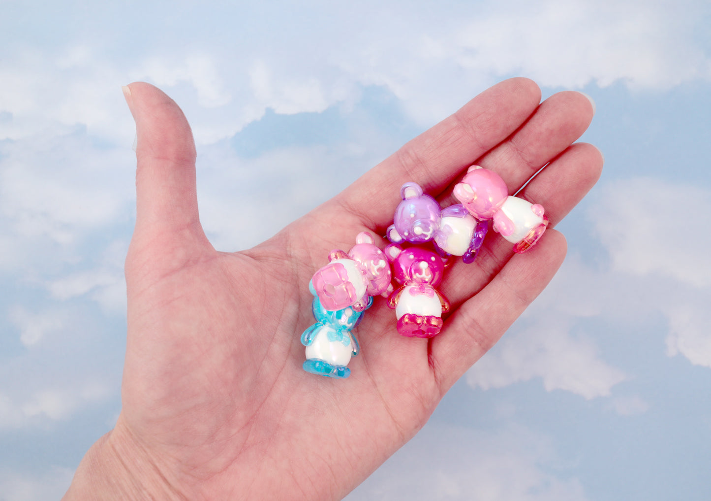 Cute Beads - 28mm Cute AB Teddy Bear Bead Chunky Acrylic or Plastic Beads - 8 pc set