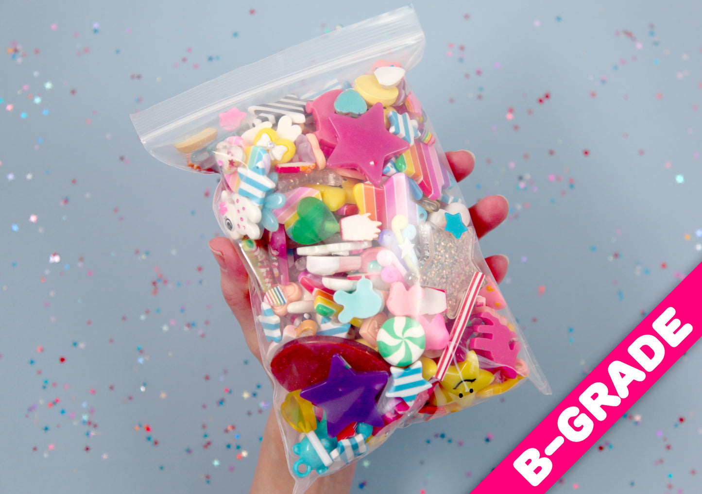 US Seller - 1 POUND - 200 pcs approx - Flawed Resin Cabochons Grab Bag - B-Grade Cabochon Pendant Mix - Imperfect Pieces Random Assortment