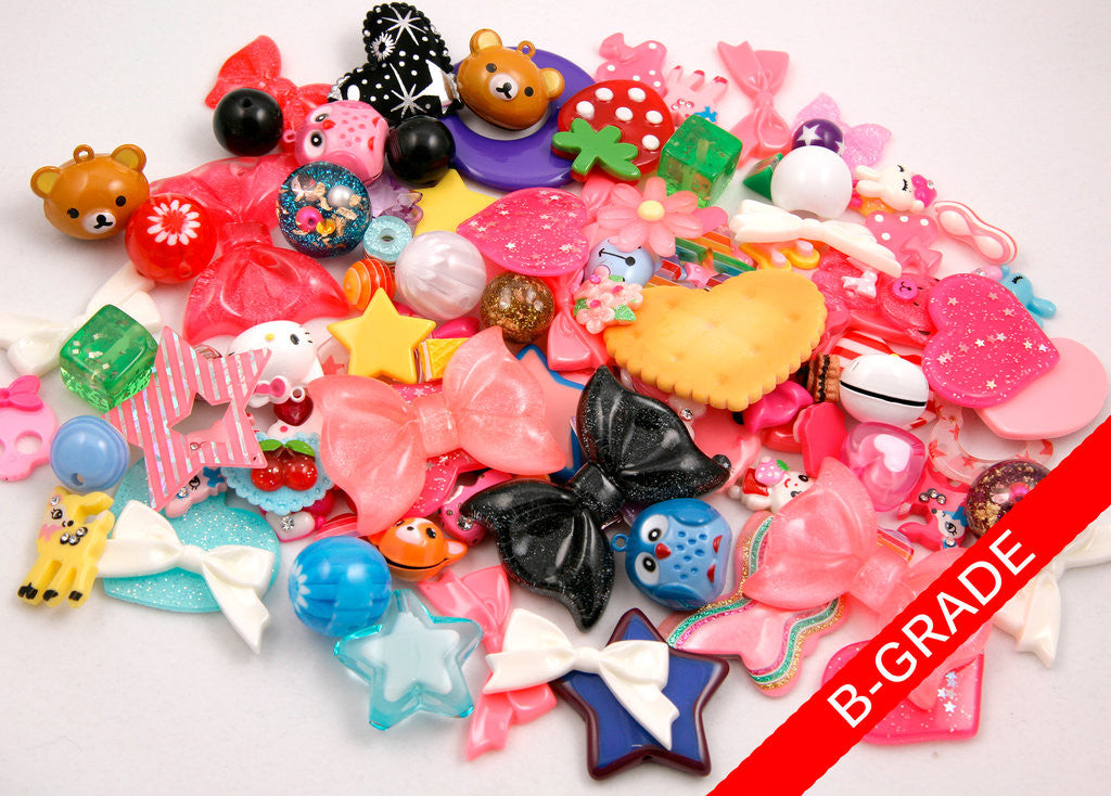US Seller - 1 POUND - 200 pcs approx - Flawed Resin Cabochons Grab Bag - B-Grade Cabochon Pendant Mix - Imperfect Pieces Random Assortment