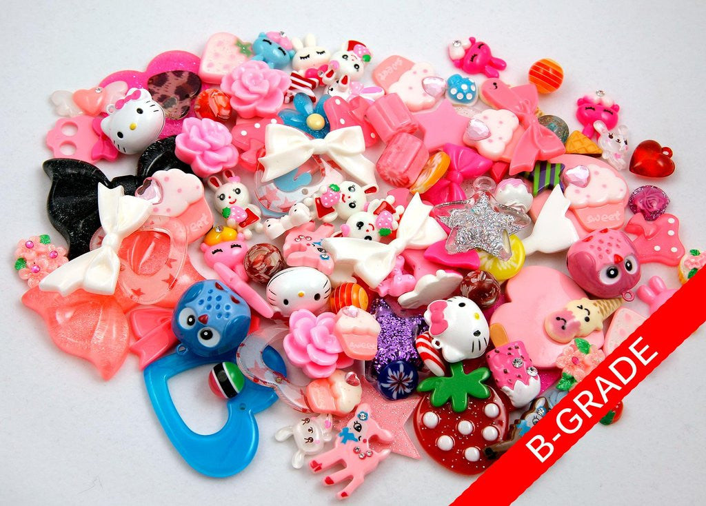 US Seller - 1 POUND - 200 pcs approx - Flawed Resin Cabochons Grab Bag - B-Grade Cabochon Pendant Mix - Imperfect Pieces Random Assortment