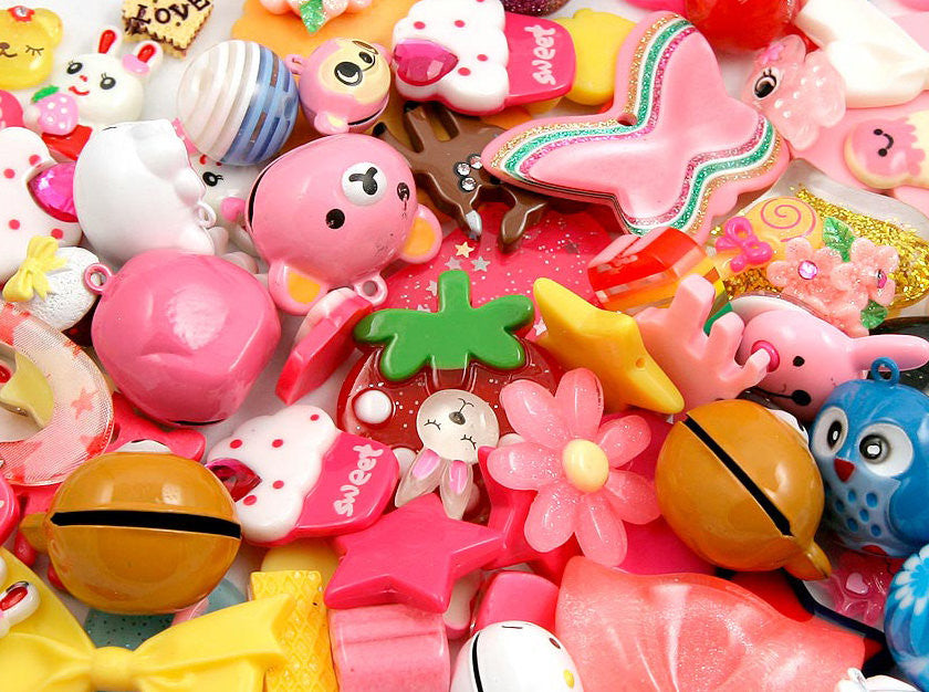 US Seller - 1 POUND - 200 pcs approx - Flawed Resin Cabochons Grab Bag - B-Grade Cabochon Pendant Mix - Imperfect Pieces Random Assortment