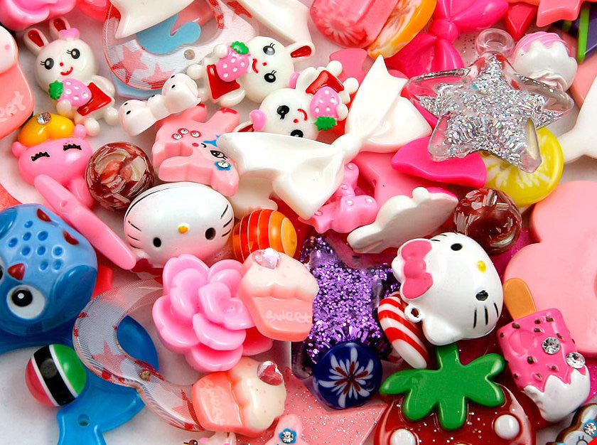 US Seller - 1 POUND - 200 pcs approx - Flawed Resin Cabochons Grab Bag - B-Grade Cabochon Pendant Mix - Imperfect Pieces Random Assortment