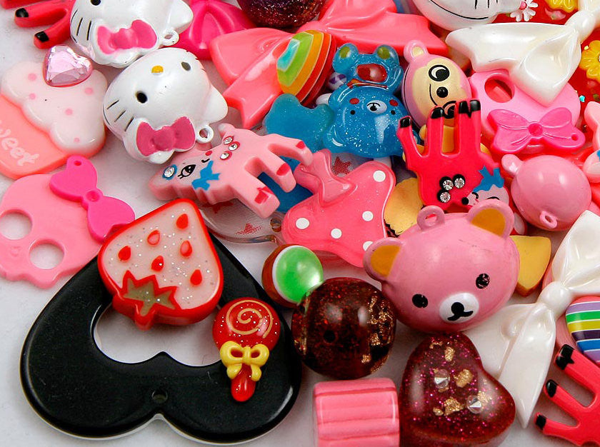 US Seller - 1 POUND - 200 pcs approx - Flawed Resin Cabochons Grab Bag - B-Grade Cabochon Pendant Mix - Imperfect Pieces Random Assortment