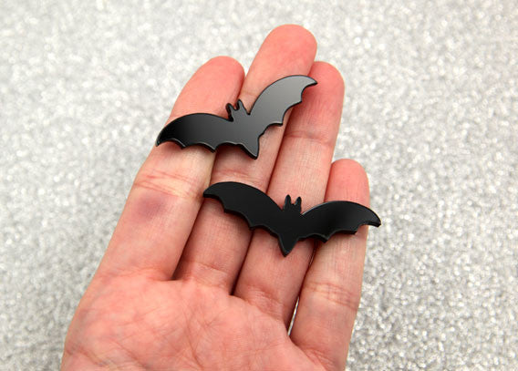 45mm Black Bats Acrylic or Resin Cabochons - 6 pc set