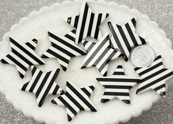 35mm Striped Stars Resin Charms - 6 pc set