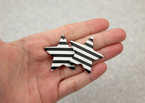 35mm Striped Stars Resin Charms - 6 pc set