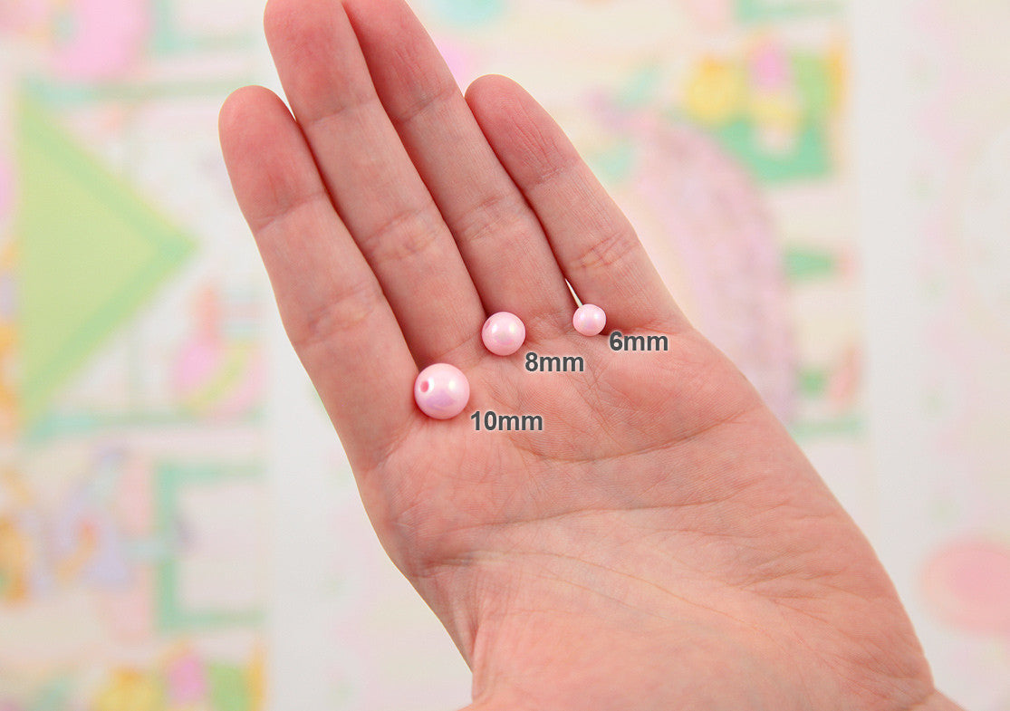 8mm Ice Cream Pastel Colors Shiny AB Iridescent Small Round Shape Plastic or Acrylic Beads - 150 pcs set