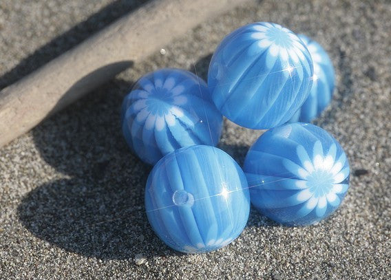 22mm Aqua Blue Blossom Resin Beads - 6 pc set