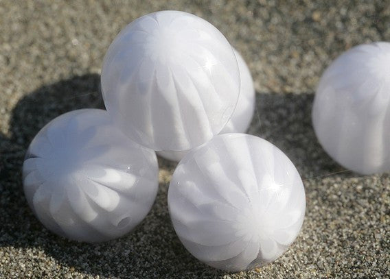 22mm White Blossom Resin Beads - 6 pc set