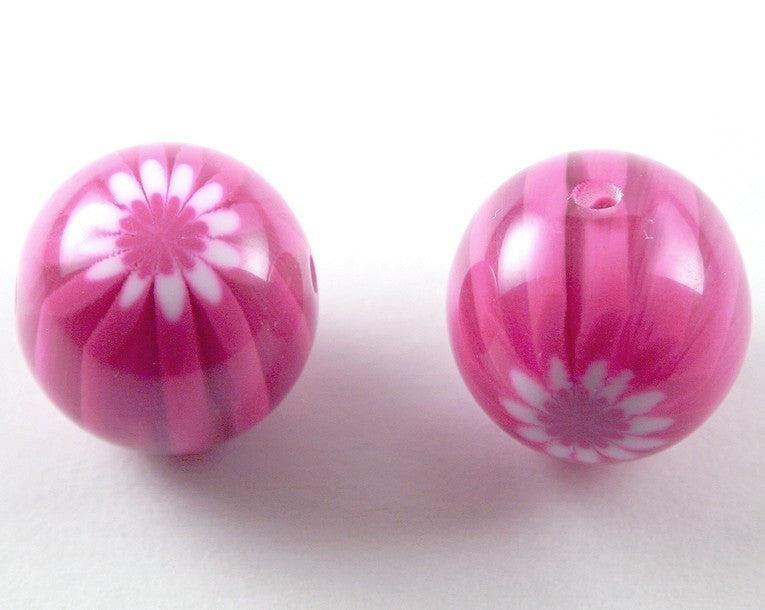 22mm Fuchsia Blossom Resin Beads – 6 pc set