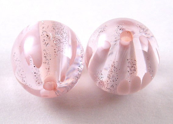 18mm Pink Galaxy Glittery Resin Beads - 12 pc set