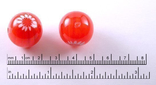 22mm Red Blossom Resin Beads – 6 pc set