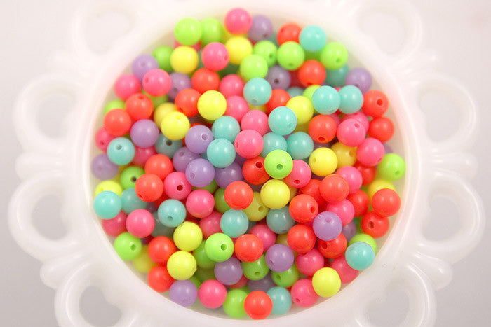 8mm Neon Gumball Bubblegum Resin Beads - 150 pc set