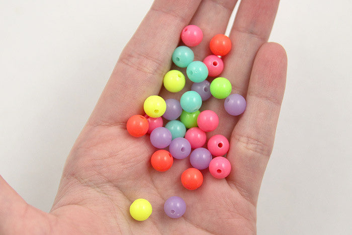 8mm Neon Gumball Bubblegum Resin Beads - 150 pc set