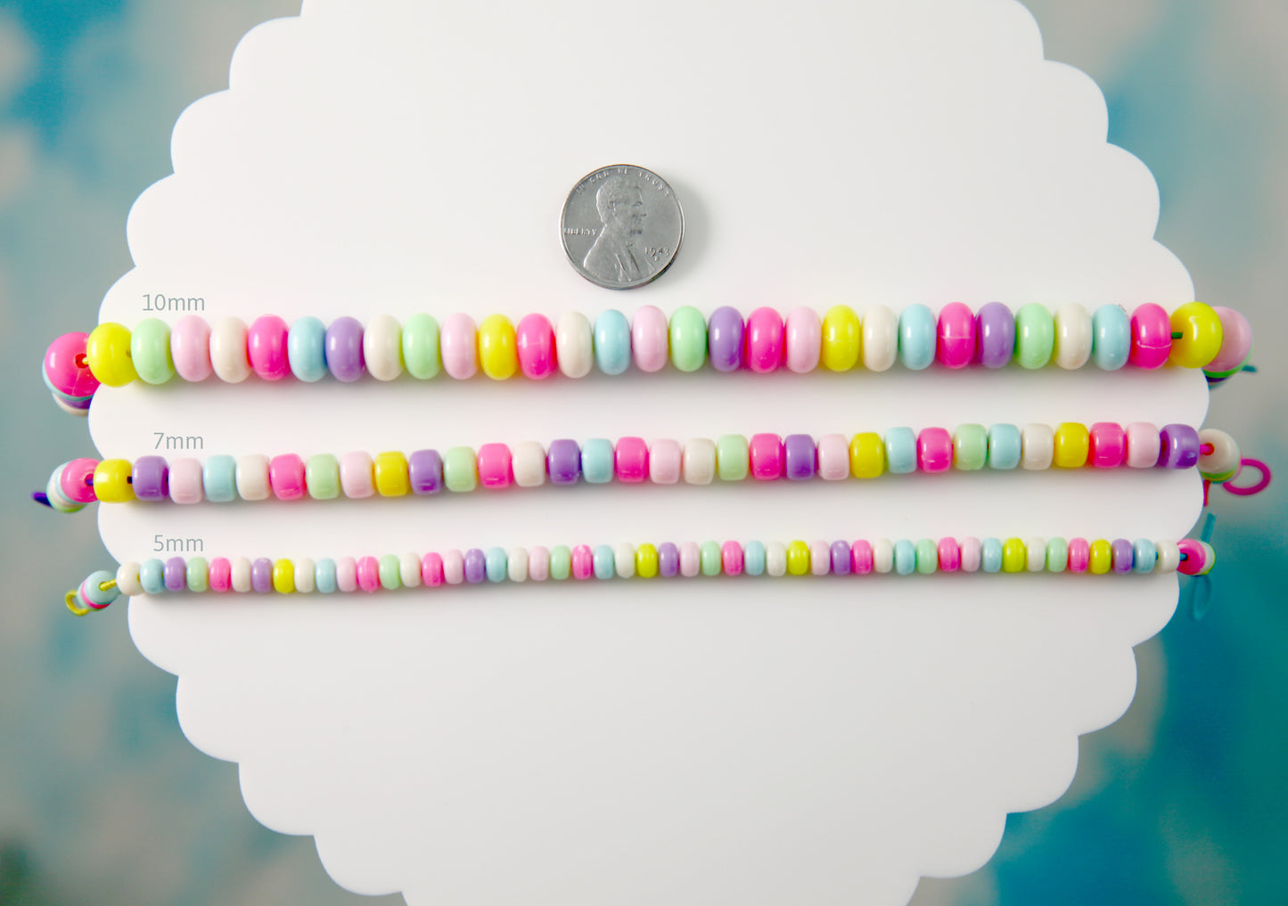 Candy Necklace Beads - 7mm Chunky Candy Color Rondelle Pastel Disc Shaped Faux Candies Acrylic or Plastic Beads - 160 pc set