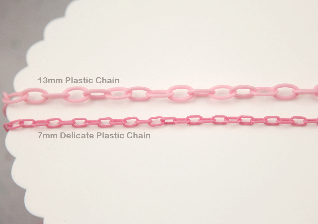 13mm Baby Pink Acrylic or Plastic Chain - 16.5 inch length / 42 cm length - 3 pcs set